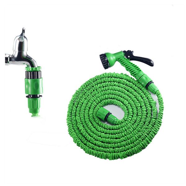 

latex 25 50 75 100 ft expanding flexible hose with spray nozzle garden water