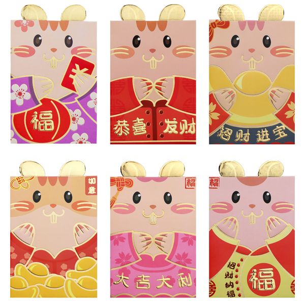 

6 packs 36 pcs with ears on cartoon 2020 chinese rat new year red envelope paper money red packet