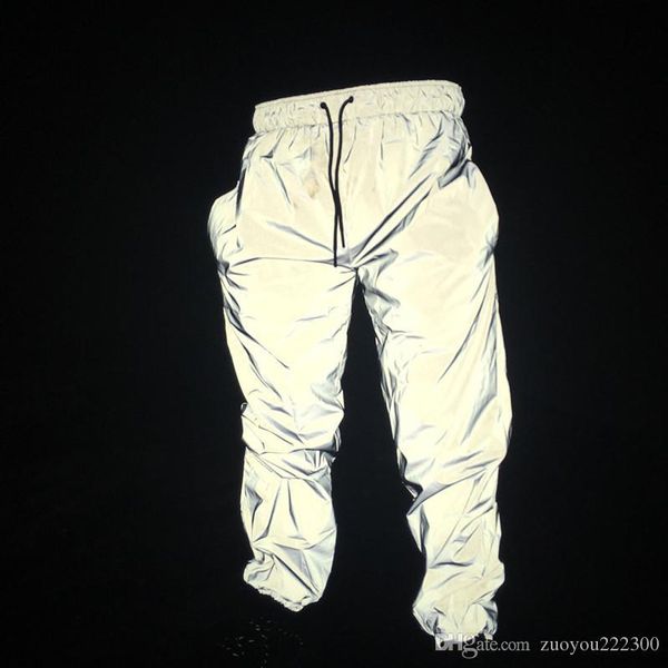 

европа и соединенные штаты осень зима мужские и женские светоотражающие брюки bf ветер беговые брюки спортивные хип хоп танцы хип хоп харен, Black