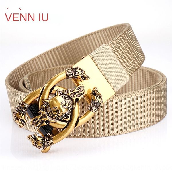 

3.5cm men's automatic buckle canvas stylish personality canvas belt all-match simple nylon woven belt, Black;brown