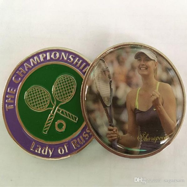 

50 pcs the famous russia tennis woman player sharapova sport silver plated colored souvenir 40 mm coin