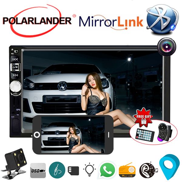 

2018 new bluetooth gps navigation 2 din with rear view camera/dvr mirror link 7026gm mp4 mp5 player 7'' car radio