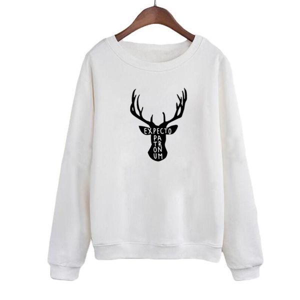 

women's hoodies & sweatshirts o-neck christmas harajuku deer graphic printing crewneck sweatshirt womens expecto patronum sayings blac, Black