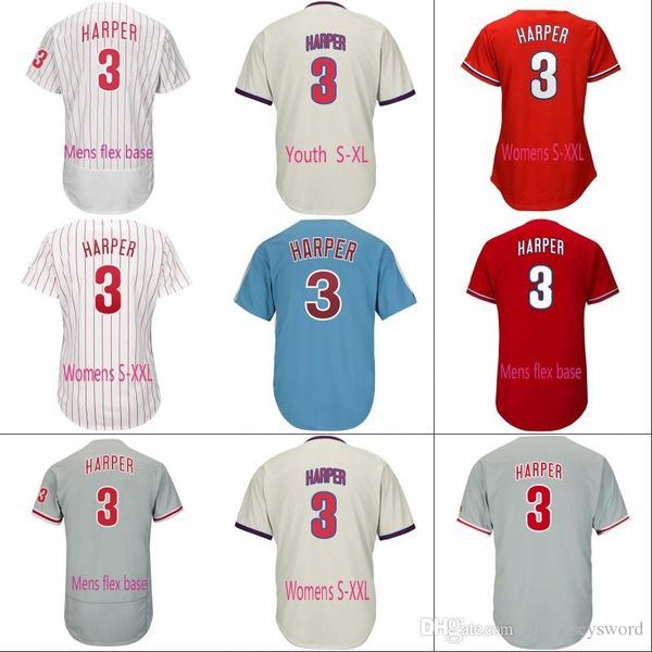 

Mens Womes Youth 3 Bryce Harper Jersey 100% Stitched Philadelphia Bryce Harper Baseball Jersey Cheap Fast Shipping S-XXXL