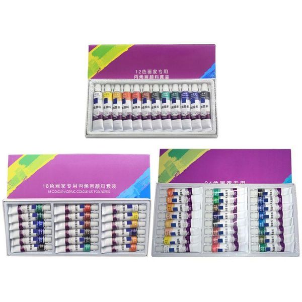 

12 18 24 colors 12ml tube acrylic paint set art painting drawing tools for kids x6hb