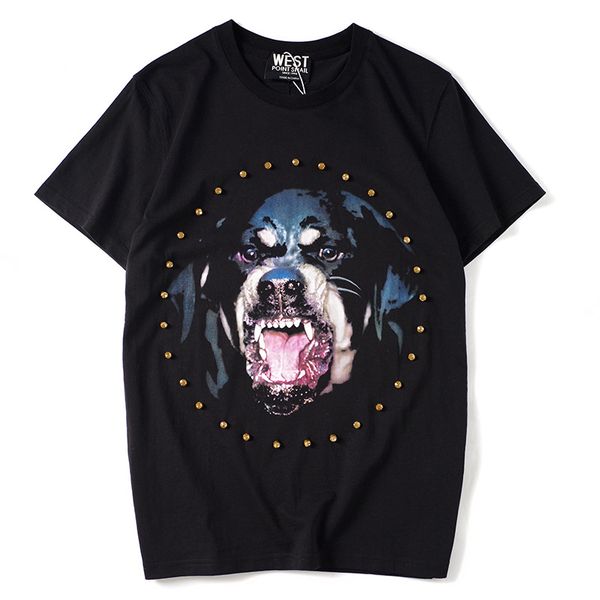 

summer designer dog printed t shirts short sleeve casual hip hop men t-shirts tee size s-xl, White;black