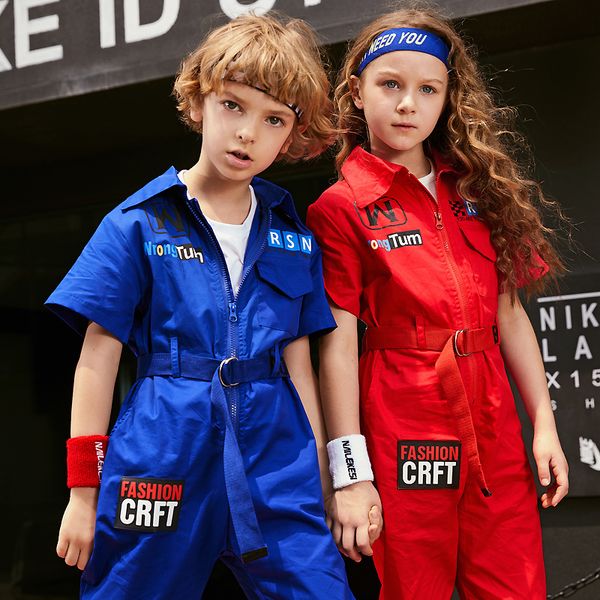 

tide jazz dance costume suit boy girl street hip hop dance jumpsuit kids uniform children drum show clothes stage wear outfits, Black;red
