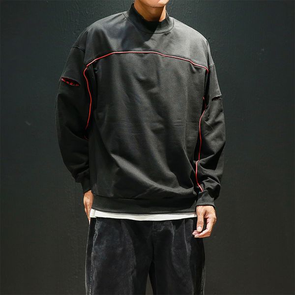 

kpop hoodie hoody men long sleeves harajuku modis coat streetwear hip hop sweatshirts homme loose 5xl large size male, Black