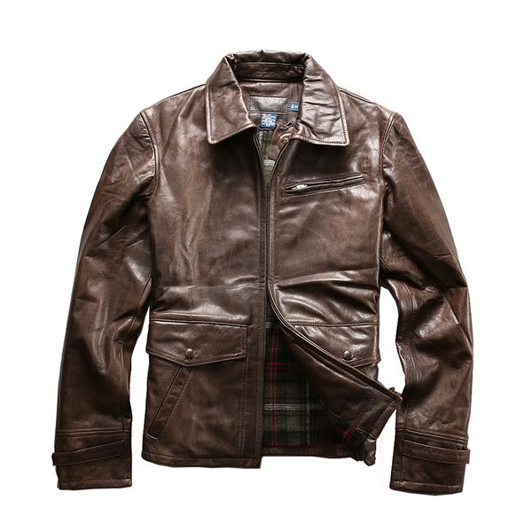 

читайте описание! азиатский размер хорошее качество пальто мужской кожи коровы куртки мужские подлинной натуральной кожи старинных наездника, Black