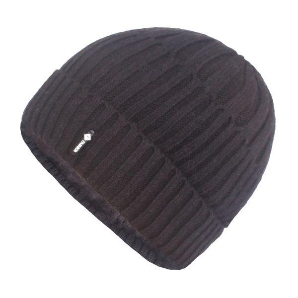 

universal outdoor winter warm wool loose knit hat casual beanie hat velvet lining knit cuff, Black;white