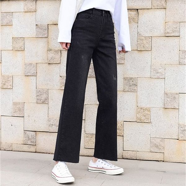 

women's new 2020 wide legs wide leg jeans high waist straight loose loose skinny pants, Blue