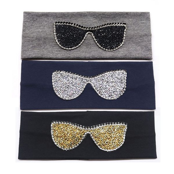 

women's sunglasses headbands summer fashion rhinestone stretchy head band for girls lady cotton solid bandage hair accessories