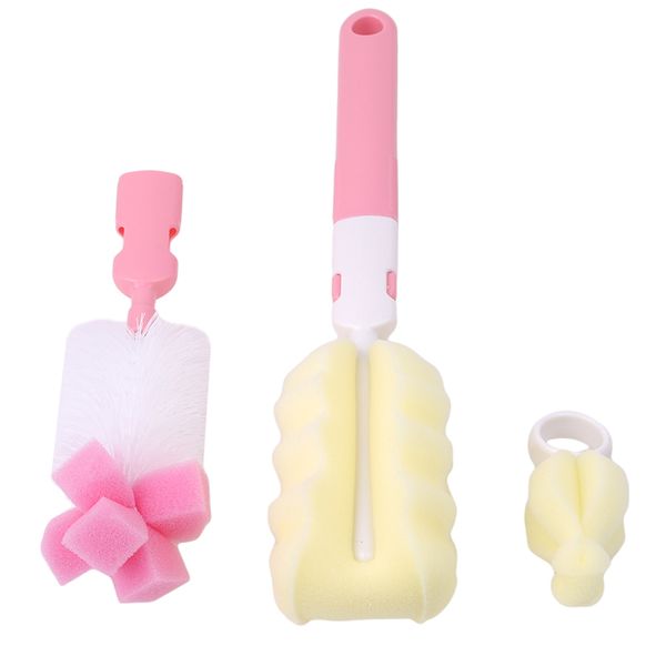 

5pcs/set baby milk feeding bottle brush nipple pacifier brushes handly portable nylon and sponge cleaner