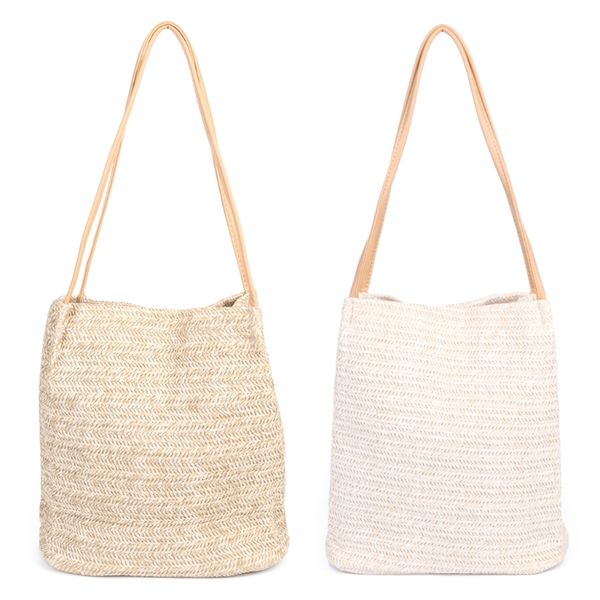 

handmade women straw woven beach tote summer shoulder bag shopping handbag new lx9f