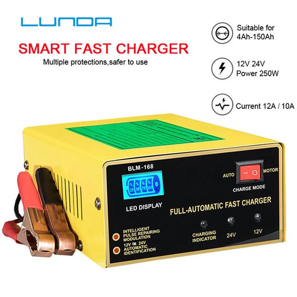 

250w power full automatic car battery charger intelligent pulse repair 12v/24v truck motorcycle batteries charger 150v/250v