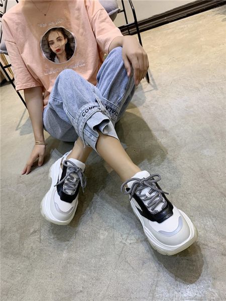 

fashion brand women's shoes luxury platform boots p home dad shoes couple wild color matching sports casual shoes large size 35-45 a44, Black