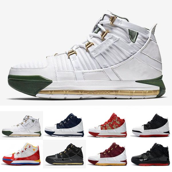 

2019 new #23 zoom iii 3 svsm away home superbron mens basketball shoes 3s chaussures sports trainers sneakers size 7-12