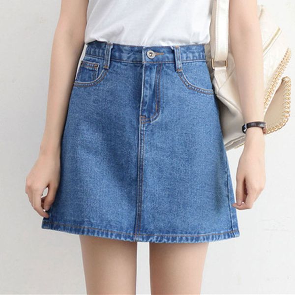 

women denim mini skirt fashion summer high waist korean black skirt blue package hip jeans harajuku plus size cotton 2020