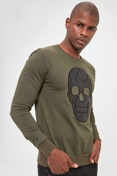 

trendyol male bike collar printed sweatshirts tmnaw20sw0691, Black