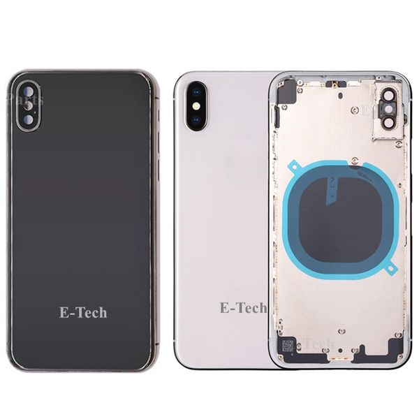 

for iphone x 8 plus back battery door glass full housing middle frame panel cover with logo side buttons sim tray replacement dhl
