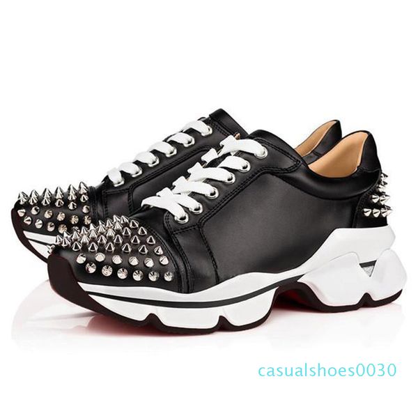 

fashion red is bottom men women designer casual spikes rivets rhinestone shoes dress party walking shoes sneakers chaussures flat shoes c30, Black
