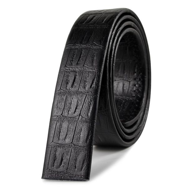 

no buckle automatic buckle belt mens fashion crocodile grain genuine leather waist strap no, Black;brown