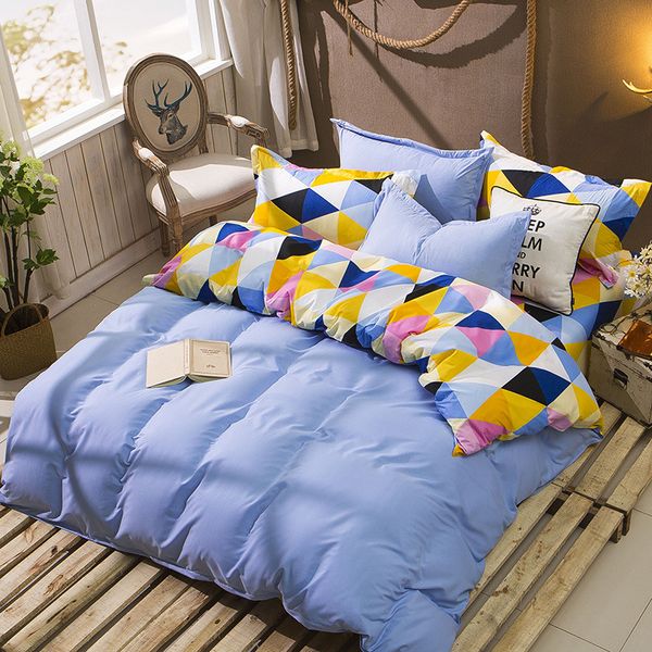 Bedding Set Geometric Diamond Print Bed Linen Duvet Cover Set