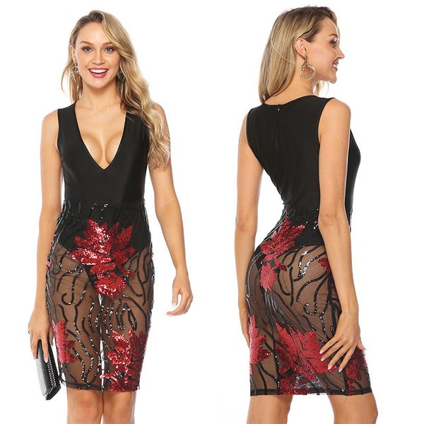 

кружевное платье вадим чистой пряжи perspective строчка новая и женский полиэстер рукава печати гольфы лето v-образный вырез hot real, Black;pink