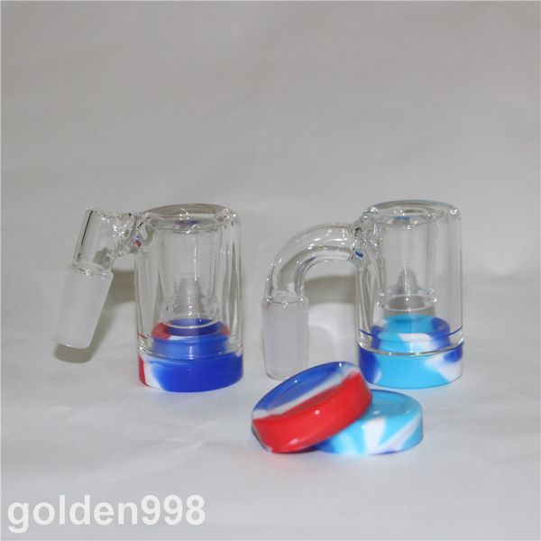 Wasserpfeifen Mini-Aschefänger aus Glas, 14 mm – 14 mm Bong-Rig-Aschenfänger mit Sockel für Silikon-Dab-Öl-Rigs