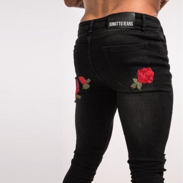 

distressed pencil pants trousers stylish back rose black jeans mens clothing designer ripped, Blue