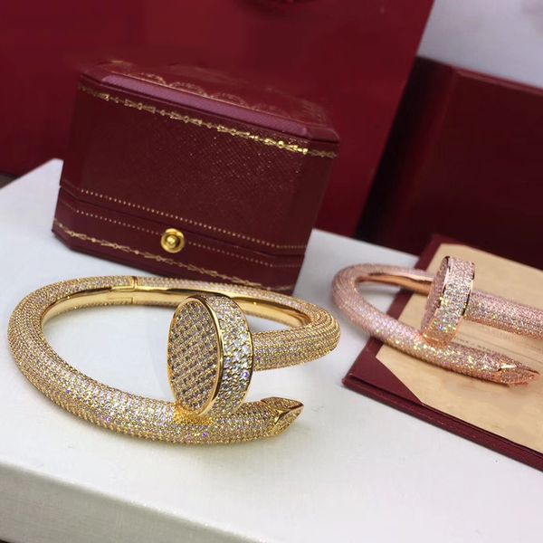 

De igner full cubic zirconia tone paved big nail cuff bangle 18k yellow gold white ro e gold plated bracelet for women