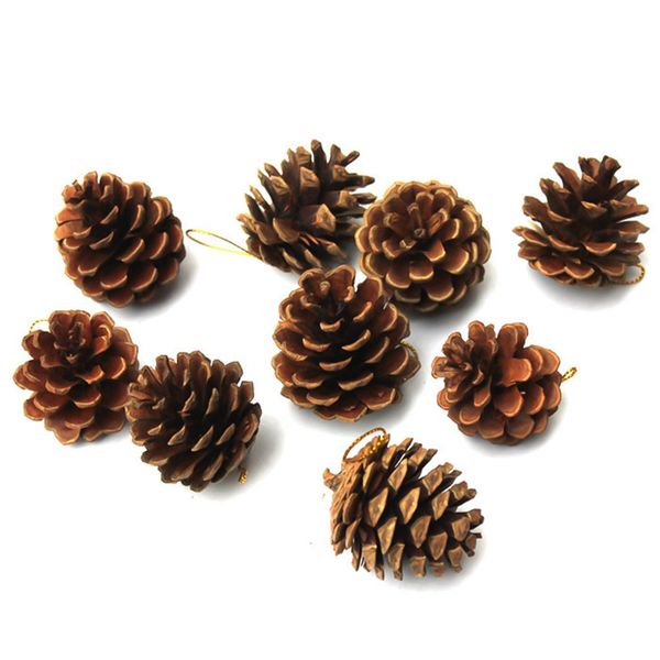 

6/9pcs wooden natural pinecone christmas tree hanging diy 3d vivid pine cones ornaments party xmas decorations for home decors