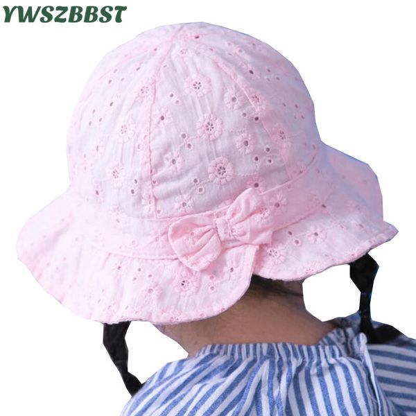 

new summer children hats for girls with bowknot baby toddler sun hat baby girls hats autumn kids beach bucket cap sunscreen cap, Yellow