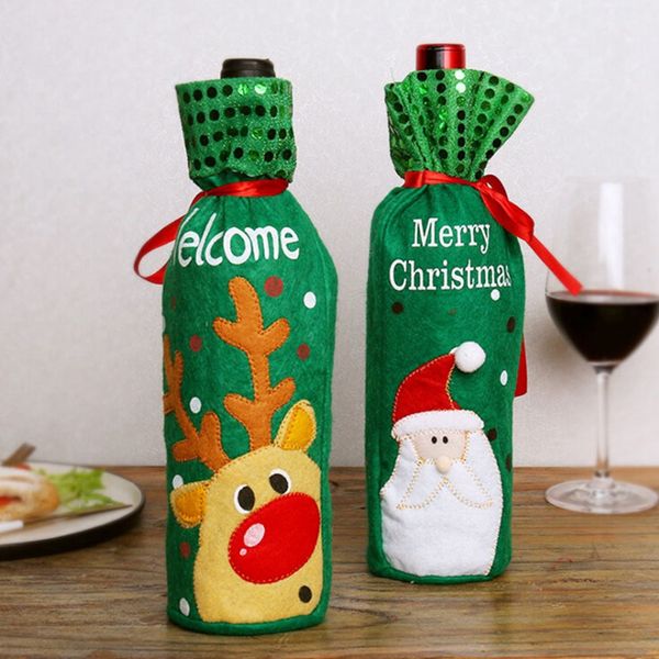 

christmas bottle wine cover santa claus red wine bottle wrapper holiday clothes dress xmas decoration supplies