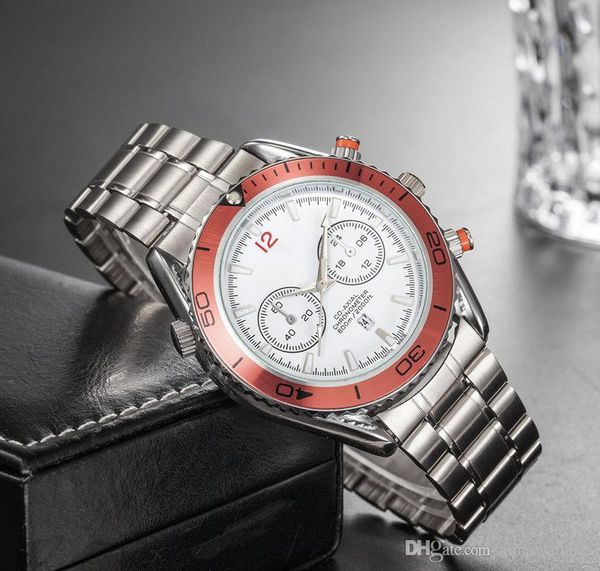 

men's casual luxury watch designer series sports stainless steel quartz movement watch rotating ring brand watch business style, Slivery;brown