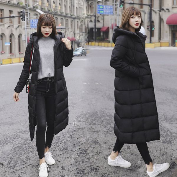 

women winter jackets womens down coat jacket women plus size 6xl 2019 warm slim zipper long women parkas cotton padded winter coat, Black