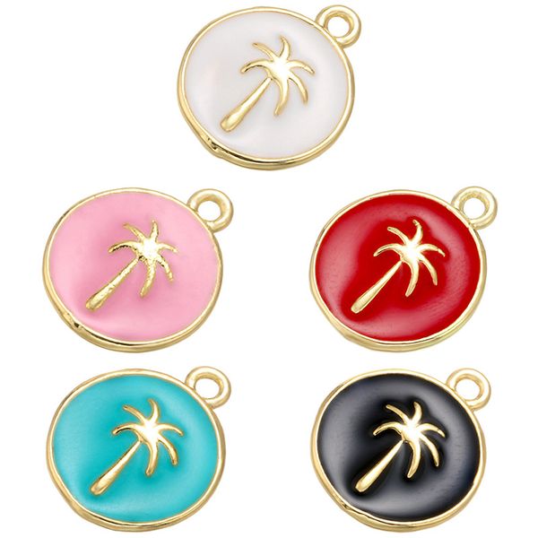 

coconut tree enamel pendants,brass coconut palm pendants women jewelry,copper charms pendants for choker jewelry makings, Bronze;silver