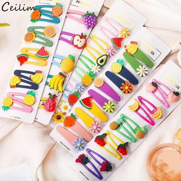 

1 set cute cartoon fruit lollipop rainbow hairpins children kids hairclip pins barrette accessories for princess girls hairgrip, Slivery;white