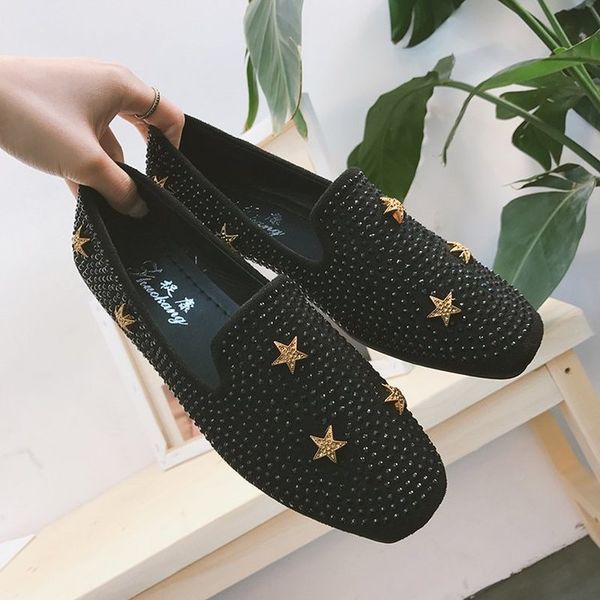 

2020 women's spring autumn light shoes fashion pointed toe girls flats women loafers shoes woman flat ladies e14-65, Black
