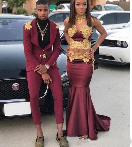 

high neck 2 piece mermaid prom dress evening wear 2020 gold lace beads applique zipper homecoming vestidos de festia party formal dress, Black