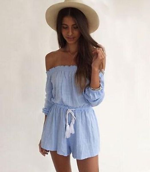 

новый женщины дамы клубная одежда лето легкий костюм с шортами bodycon партия комбинезон ромпер брюки синий, Black;white