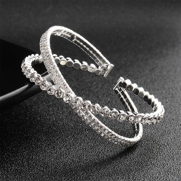 

2019 new simple bangles & bangles for women's jewelry cuff multilayer round knot metal bracelet geometry, White