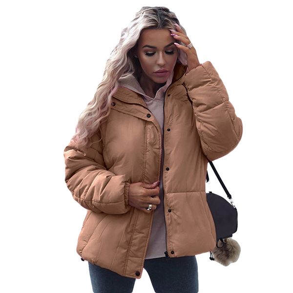 

liva girl 2020 casual down parka jacket women coat winter female khaki streetwear short coat snow wear corduroy warm outerwear, Black