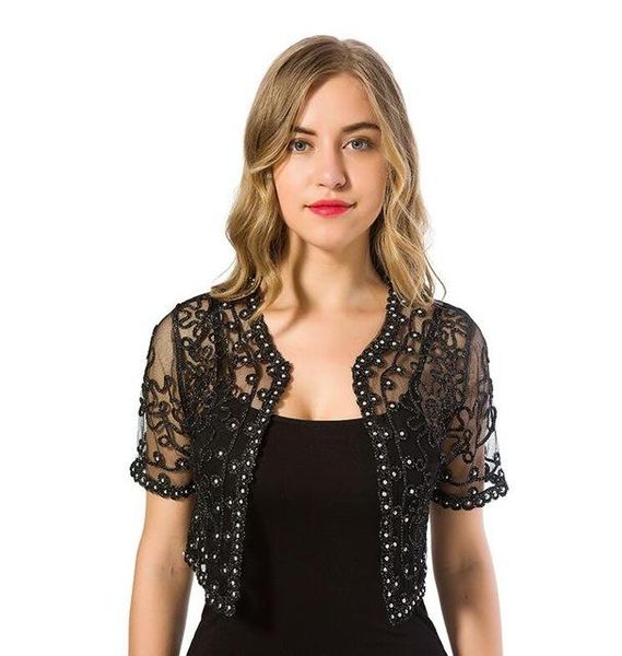 

women basic coat summer style women perspective shawl casual hollow out lace boleros short sleeve coats jackets female tide, Black;brown