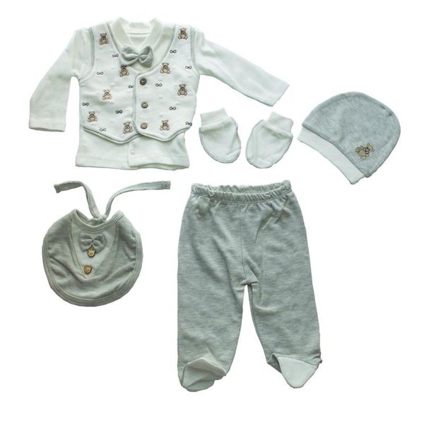 

само vest кофе тедди медведь 5 шт больницы выход set 0-3 месяца, White