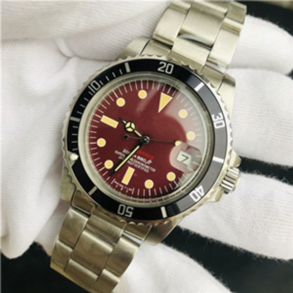 

2020 montre de lu wristwatch vintage #5514 asia movement automatic mechanical movement stainless steel fashion brand men's watch wrist, Slivery;brown