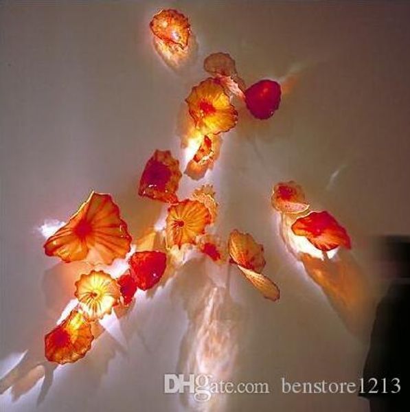 

popular oem mouth blown murano glass flower wall art craft cute decorative glass plates wall hanging plates