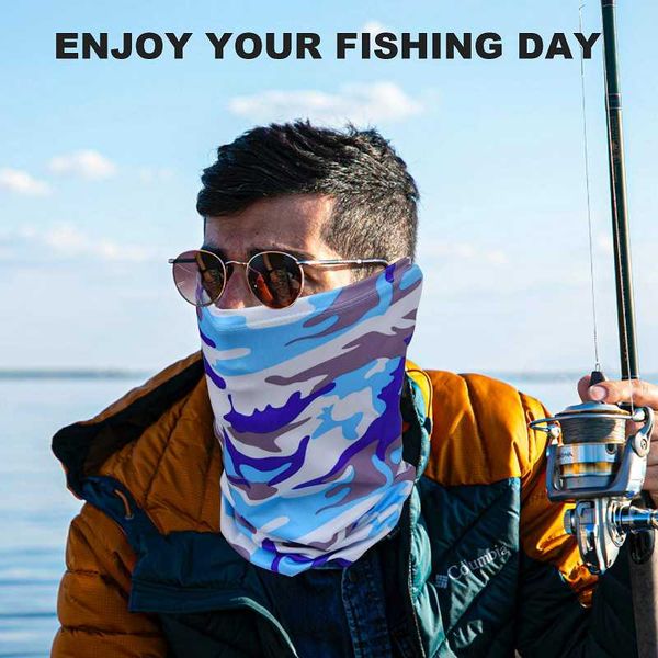 

men camouflage scarfs bandana neck uv sun protection headscarf fishing hunting outdoor sports headwear face scarf, Blue;gray