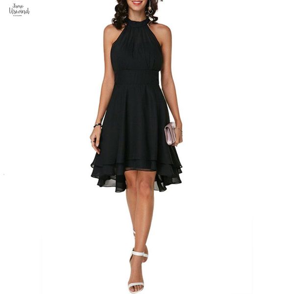 

plus size dresses fashion women party dress soft halter sleeveless asymmetric hem one piece ledies elegant casual slim, Black;gray