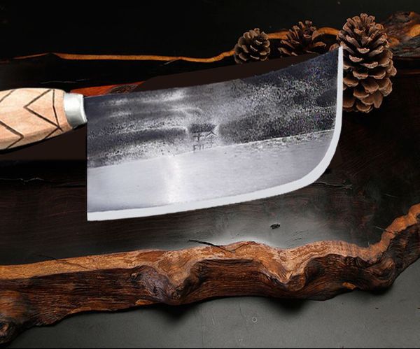 

кухонный нож традиционный китайский кованый тесак шеф повар нарезка мяса инструмент из углеродистой стали мясницкий нож